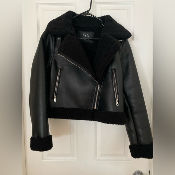 Zara fur lined leather jacket - Picture 1 of 7